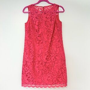 Donna Morgan Floral Pink Sheer Shift Dress Mini Size 0‎